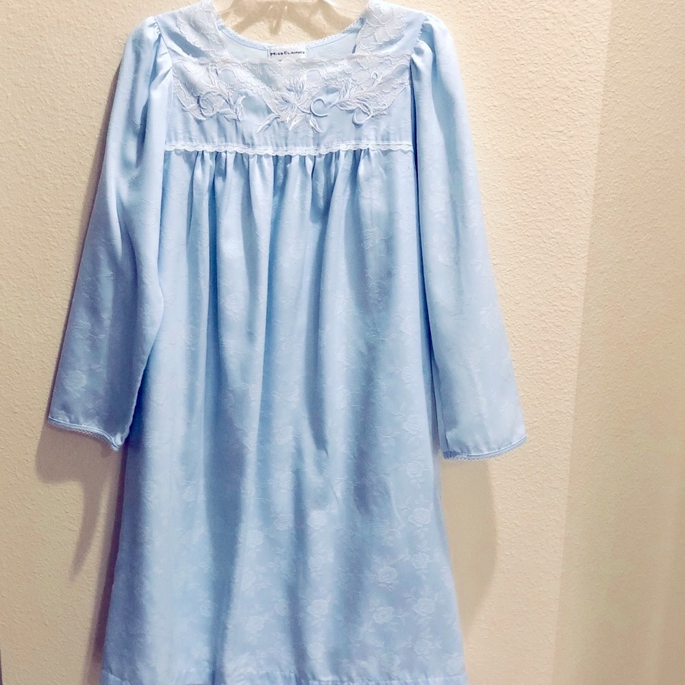 Miss Elaine Midi-length Lt. Blue Vintage Nightgown. Never Worn!